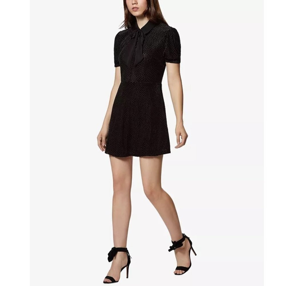 Avec Les Filles Velvet Polka‎ Dot Burnout Fit & Flare Dress